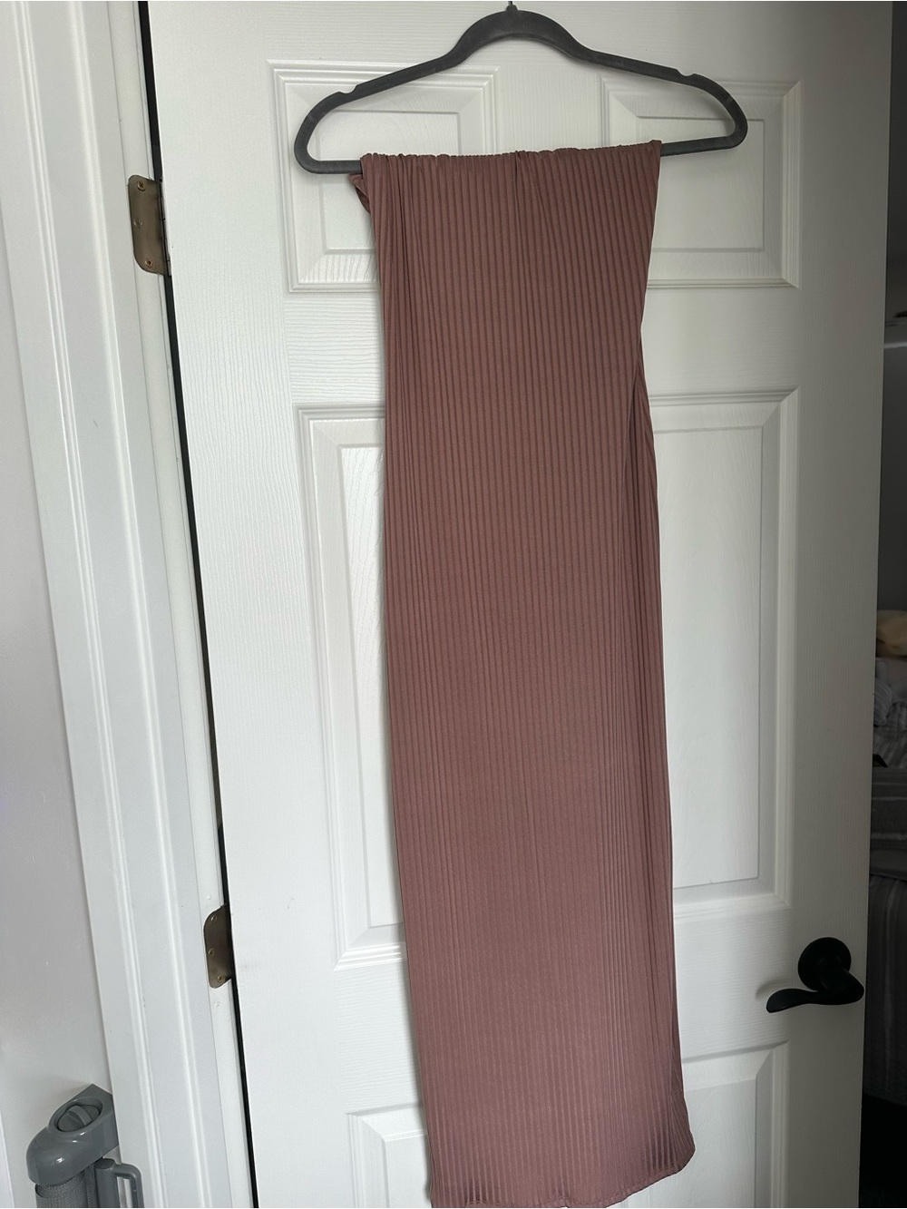 Mocha Ribbed Sleeveless Dress Cardigan Maternity Set - Picture 5 of 5